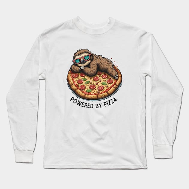 Sloth Life: Powered by Pizza 🍕 Long Sleeve T-Shirt by JollyCoco